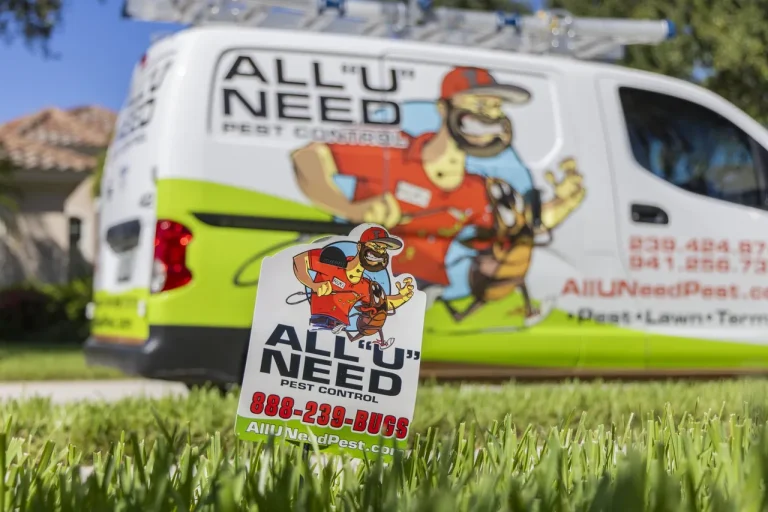 All U Need Pest Control branded vehicle and team serving the Bradenton, Florida area
